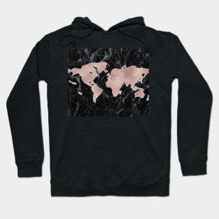 Wanderlust marble - rose gold and striking black Hoodie